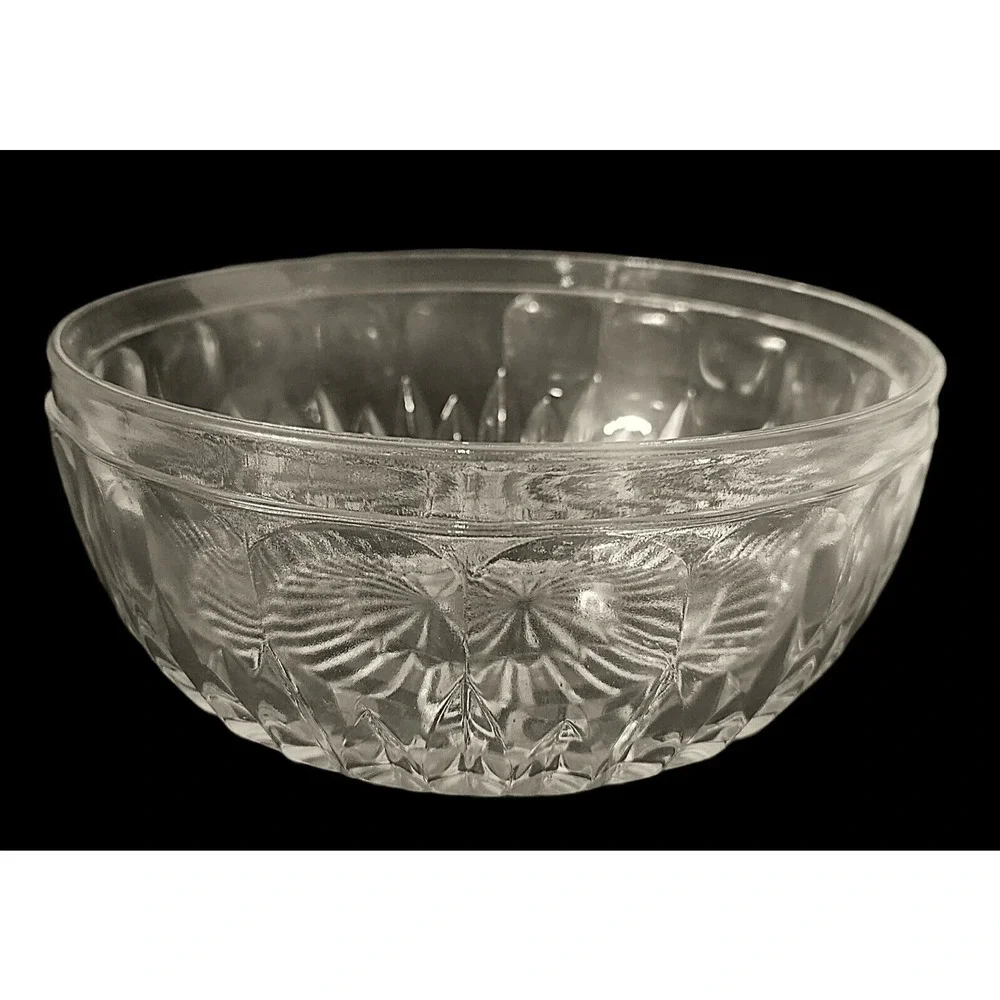 Vintage Modern Cut Glass Bowl 8 3/4" x 3 3/4" Heavy - Picture 2 of 8